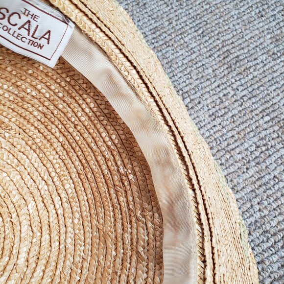 The Scala Collection Wide Brim Straw Hat With Straw Bow 57cm display picture 2
